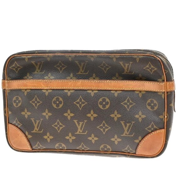 LOUIS VUITTON Compiegne 28 Clutch Bag Monogram Leather Brown GHW M51845 65EE819 - Picture 1 of 15